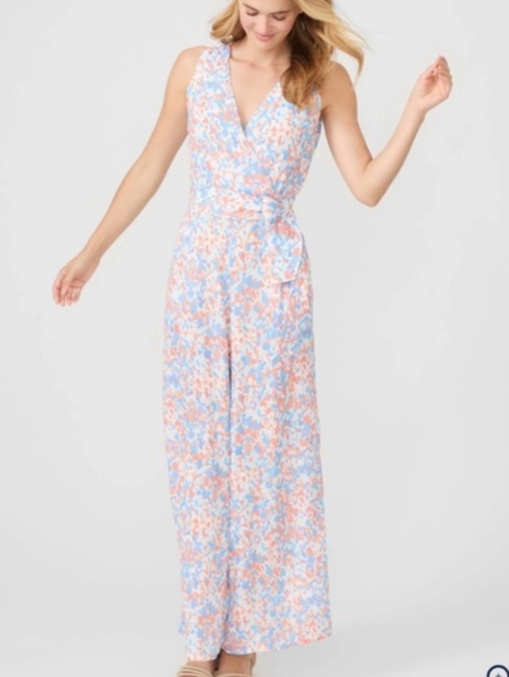 J. McLaughlin Hermione Wide Leg V Neck Surplice Jumpsuit 2 Pier Pebble Print